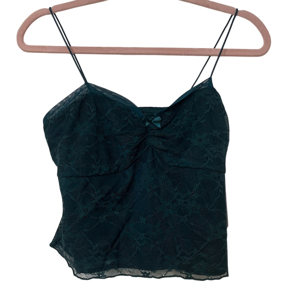 Green Ruched Crop Camisole